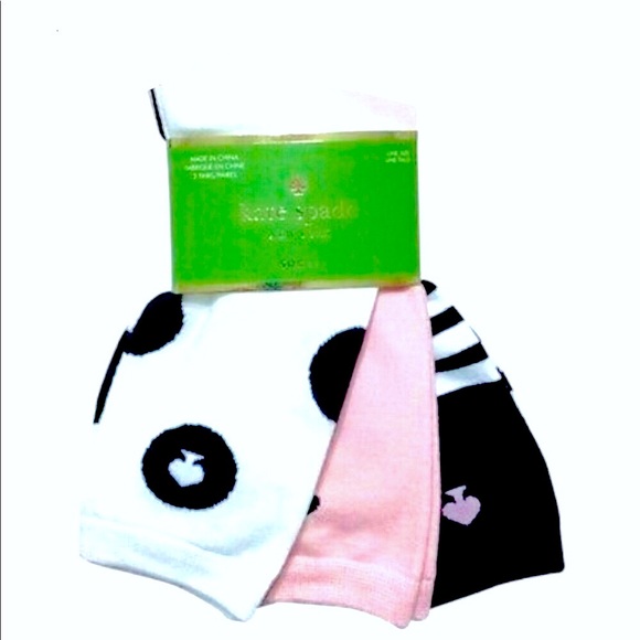 kate spade Accessories - NEW KATE SPADE 3Pr Pink, Black & White Stripe & Polkadot Crew Socks